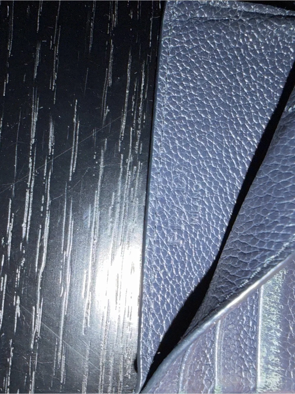 Prada Navy Leather Card & Key Holder with Logo Triangle
